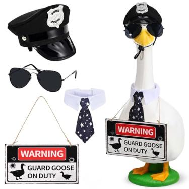 Imagem de JcHrmers Roupas de ganso policial 58 cm de cimento chapéu de polícia gravata de madeira para decoração de quintal e pátio (polícia)