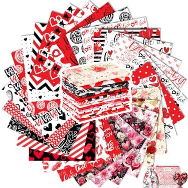 Imagem de Tatuo 30 peças de tecido de algodão 25,5 x 25,4 cm, quadrados, retalhos, tecido floral, costura, conjuntos de acolchoados, tecido de padrão sortido para fazer scrapbook DIY (Dia dos Namorados clássico