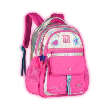 Imagem de Mochila Rebecca Bonbon Holográfica Costas Infantil Escolar, Rosa