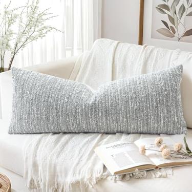 Imagem de Artscope Capa de almofada lombar 35,5 x 91,5 cm capa de travesseiro corporal super grossa decorativa boucle texturizado morden com detalhe neutro estilo italiano fronha para quarto sala de estar sofá