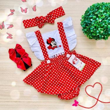 Imagem de Jardineira Minnie Baby Vermelho + faixinha de cabelo - JOANINHA BABY, 