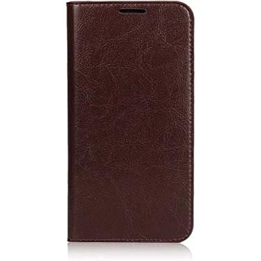 Imagem de GANYUU Coldre de capa de telefone com suporte fólio, para Apple iPhone 14 Plus (2022) 6,7 polegadas carteira de couro à prova de choque [porta-cartão] (cor: marrom)