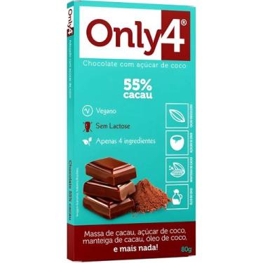 Imagem de Chocolate Only4 Puro 55% Cacau Tudo Zero Leite 80g - Vegano
