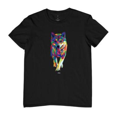 Imagem de Camiseta Masculina Shiba Walking Pop Art - Reserva INK, 3G, Preto
