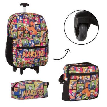 Imagem de Kit Mochila Infantil Naruto Rodinhas Quadrinhos Reforçada - Toys 2U