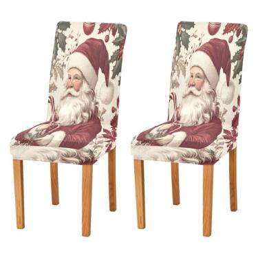 Imagem de SEHANY Conjunto de 4 capas de cadeira de gnomo de Papai Noel para sala de jantar, elástico, removível e lavável, para cozinha, hotel, festa, decoração de Natal