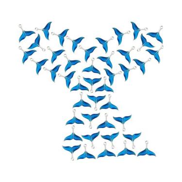 Imagem de Pingentes De Cauda De Peixe De Sereia Azul, 50 Peças, Charms De Liga D