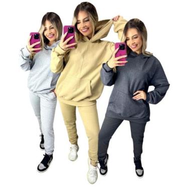 Imagem de Kit com 3 CONJUNTOS de MOLETOM TREINO iNVERNO E DIA-A-DIA QUENTINHO FL