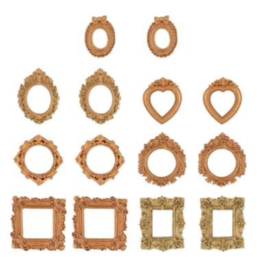 Imagem de Josojoou 14 porta-retratos vintage, mini molduras de resina dourada oval e retangular para arte de parede de artesanato faça você mesmo, decoração de festa, álbuns, parede de galeria doméstica