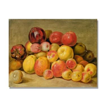Imagem de NHLDZYH Decoração para cozinha - quadro vintage de ainda vida com frutas - réplica de óleo em tela - estilo campestre e aconchegante. A84. 70 x 90 cm. Apenas tela