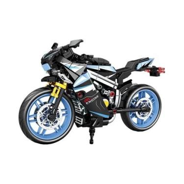 Imagem de Blocos De Montar De Moto Retro, Veículo De Corrida, Brinquedos Para Cr