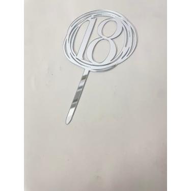 Imagem de Topo de bolo de aniversário de acrílico prateado número 18, topo de bolo de feliz aniversário de 18 anos, Olá 18 anos, aniversário de 18 anos, decoração de festa de aniversário para meninos/meninas