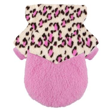 Imagem de Suéter de cachorro pequeno para cães, roupas de inverno, meninos e meninas, masculinos, femininos, casacos de lã quentes XXS, casaco para animais de estimação (leopardo rosa, PP)