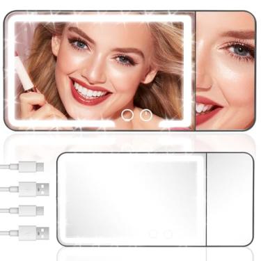 Imagem de 2 peças de espelho de viseira de sol de carro, espelho de viseira de carro com luz LED recarregável com luz e ampliação de 3x, espelhos de maquiagem de viagem com controle de toque regulável