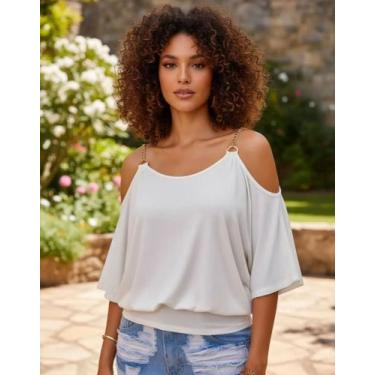 Imagem de Blusa Femenina Viscolaycra Ombro Vazado De Corrente Alcinha - modanasc