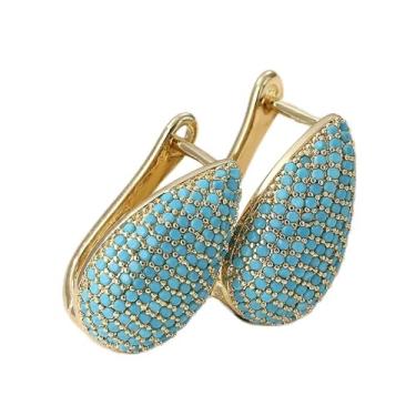 Imagem de Brincos de argola em forma de gota d'água com joia boho turquesa azul para mulheres, One, Metal, Sem pedra preciosa