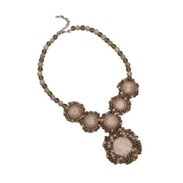 Imagem de Colar com pingente de pedra do sol de quartzo esfumaçado de 43 cm para mulheres DWBPGVUN