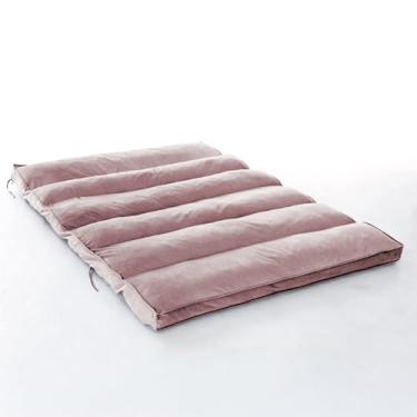 Imagem de Futon Almofada Dobrável de Espuma Casal 128x188x10cm – Confortável, Versátil e Fácil de Guardar – Colchão Auxiliar, Colchonete e Assento para Ambientes Compactos (Rosê)