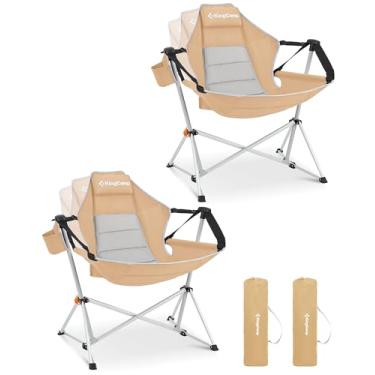 Imagem de KingCamp Cadeira de acampamento de rede, cadeiras de acampamento dobráveis portáteis para adultos, 199 kg, resistente, dobrável, com suporte de copo com moldura de liga de alumínio, para esportes de
