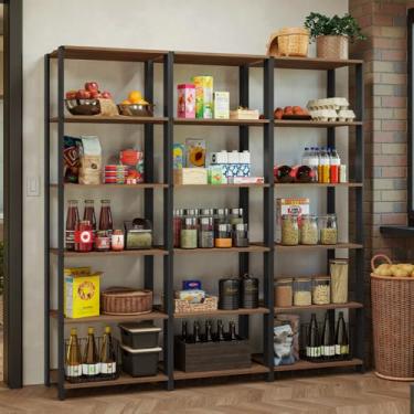 Imagem de Armário Estante Multiuso Organizador Despensa 15 Prateleiras 177cm Rustic/preto Madesa