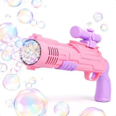 Imagem de Pistola de Bolhas com Luz LED, Alta Jato de Bolhas, 2 Reservatorios, Brinquedo para Crianças (Rosa)