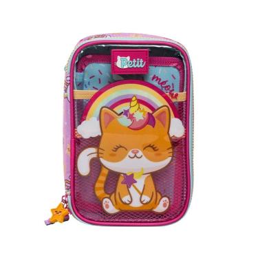 Imagem de Estojo Escolar Penal Box Menina Luxo Gatinho Confetti 16057