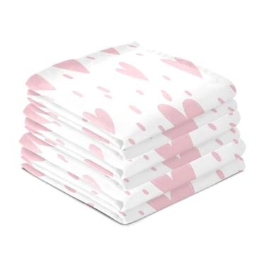 Imagem de Wassud Soft Hearts Toalhas de prato de cozinha pacote com 6 panos de prato macios com laço para pendurar toalha de mão super absorvente de secagem rápida toalhas de chá de mesa decorativas 71 x 45 cm