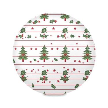 Imagem de STAYTOP Jogo americano redondo de árvore de Natal, 6 peças, tapetes de mesa antiderrapantes fáceis de limpar para decoração de mesa de festa de churrasco em casa
