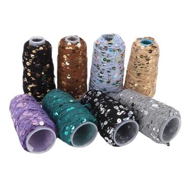 Imagem de VBESTLIFE 8 Peças de Fio de Algodão Com Lantejoulas, 55 Jardas de Fio Brilhante, Cordas de crochê para Faixa de Cabeça, Gorro, Suéter de tricô, Tecelagem, Ponto Faça você Mesmo,