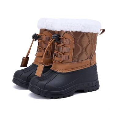 Imagem de BMCiTYBM Botas de neve para meninos e meninas pequenas, sapatos de inverno para clima frio ao ar livre, leves (bebês/crianças pequenas), Marrom escuro, 19