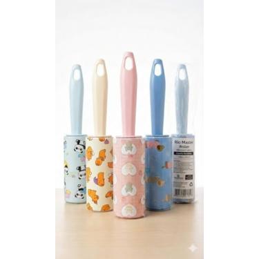 Imagem de Rolo Tira Pelos Adesivo com 20 Folhas Destacáveis Remove Fiapos Pelo e Poeira de Roupas Sofás e Estofados Removedor Fácil de Usar Cor Sortida Premium