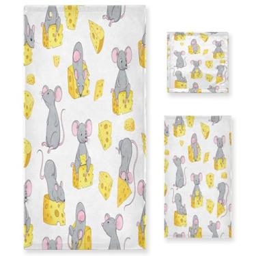 Imagem de xigua Conjunto de toalhas de banheiro cinza ratos absorventes macios 3 peças toalha de banho toalha de mão toalhas decorativas para banheiro, academia, hotel, praia, piscina