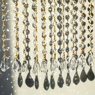 Imagem de 10 peças de guirlanda de cristal, contas de cristal, contas de vidro, nêspera, prisma, candelabro pendurado, miçangas, cordas de substituição, decoração de casamento de Natal para casa