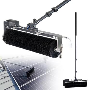 Imagem de Kit de limpeza automática de painel solar, haste ajustável alimentada por água de 7,5 m, ferramenta de escova de rolo para manutenção eficiente do painel fotovoltaico, solução de lavagem de telhado