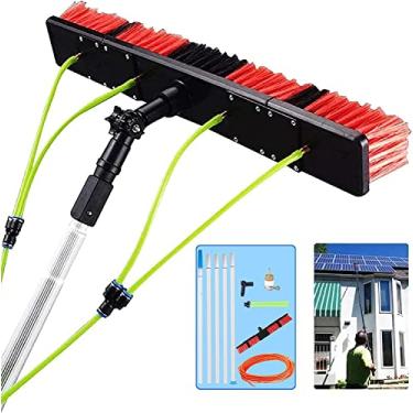 Imagem de Escova de limpeza de janela telescópica com conexão de água - Limpador extensível de 3 a 12 m para limpeza de telhados de conservatório, painéis fotovoltaicos e solares, cabeça de escova de 50 cm