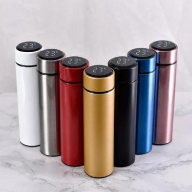 Imagem de Garrafa térmica lisa portátil com led e resistente a quedas, garrafa d