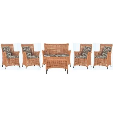 Imagem de Jogo Sofá 4 Poltronas E Mesa Igapó Marrom E6 Trama Original Terra Cota