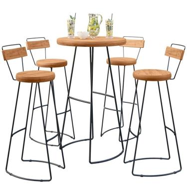 Imagem de Mesa Bistrô Com 04 Banquetas Em Madeira Maciça Peroba Rosa