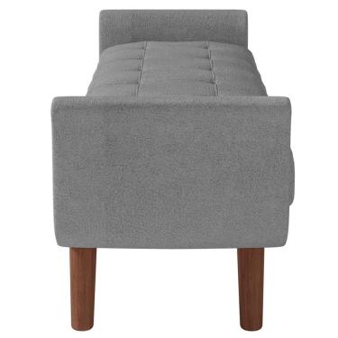 Imagem de Puff Recamier Decorativo Com Pés Em Madeira 140cm Itália P05 Bouclê Cinza