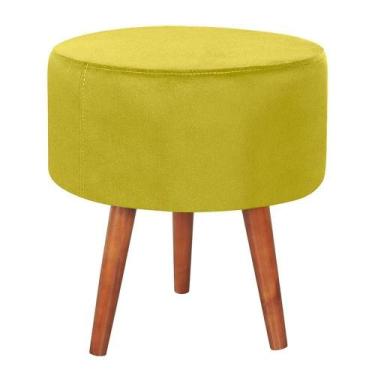 Imagem de Puff Puf Redondo Pes Palito 44x40cm Suede Amarelo Mpassos Amarelo - Pa