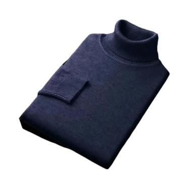 Imagem de Suéter Masculino Slim Fit De Manga Longa Com Gola Alta, Tricô Em Cor S