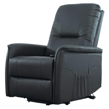 Imagem de Poltrona Massagem Reclinável Pulse Domann Design PU Preto c/ Controle Base Metal Sistema Power Lift