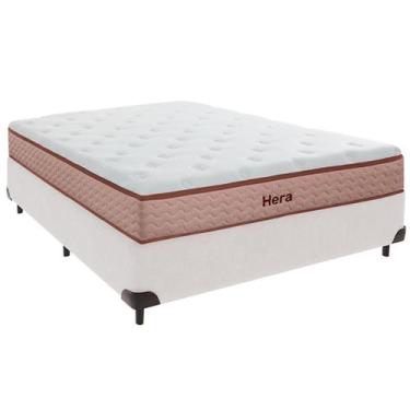 Imagem de Cama Box Casal e Colchão Hera Molas Ensacadas Colchobel Branco