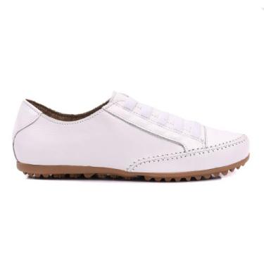 Imagem de Tênis Feminino Mocatênis Branco Elástico Izabela Araújo Couro - Izabel