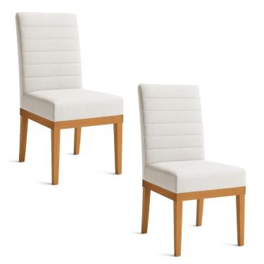 Imagem de Kit 2 Cadeiras De Jantar Solana Linho Base De Madeira - Pallazio Cor Bege