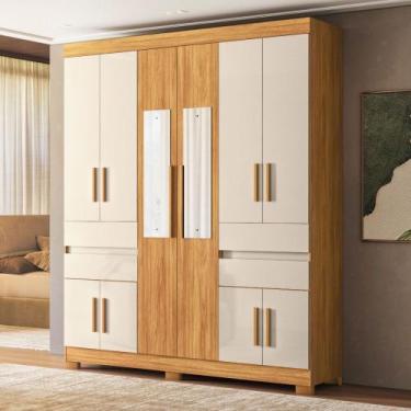 Imagem de Guarda-Roupa Casal Vizanno 10 Portas 4 Gavetas com Espelho Cinamon/Off