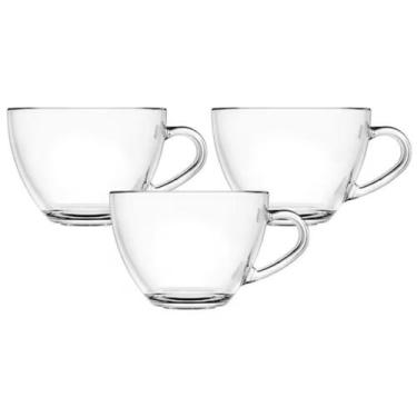 Imagem de Jogo de 3 Xícaras Vidro 250ml Café Chá Transparente com Alça Lateral -