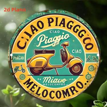 Imagem de Placa De Metal Vintage Ciao Piaggio 20,32cm Redonda À Prova d'Água E P