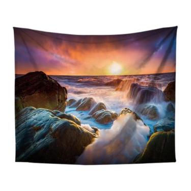 Imagem de Tapeçaria, paisagem de praia, microtecido 150x130cm para quarto - yiwe