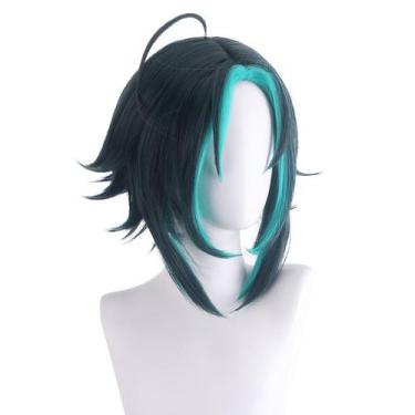 Imagem de Peruca de cosplay Genshins Impacts Xiaos Synthetic Hair 40cm - yiweisa